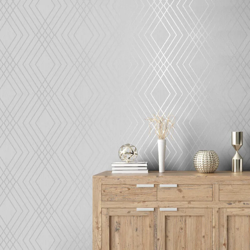 Fine Décor Shard Trellis Metallic Geometric Wallpaper – Wallpaper Empire