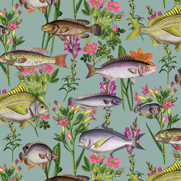 Holden Decor Lagoon Teal Fish Aquarium Wallpaper