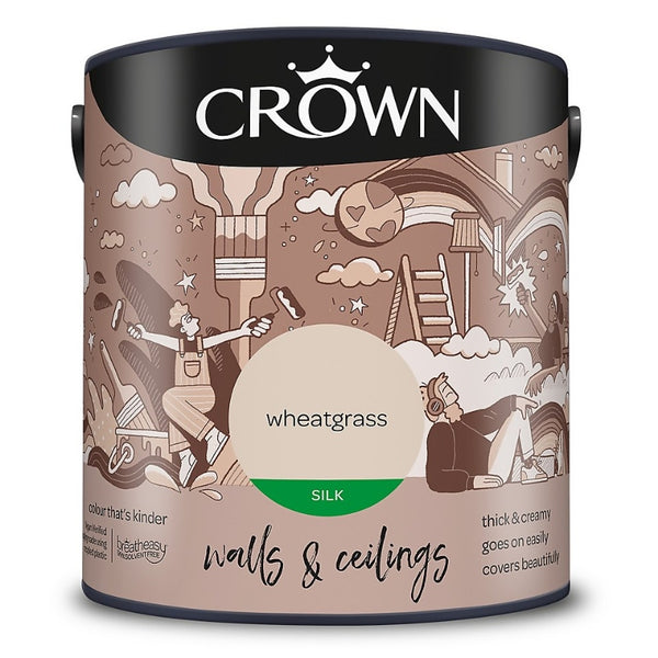 Crown Silk Emulsion Wall and Ceiling Paint 2.5L - Wheatgrass