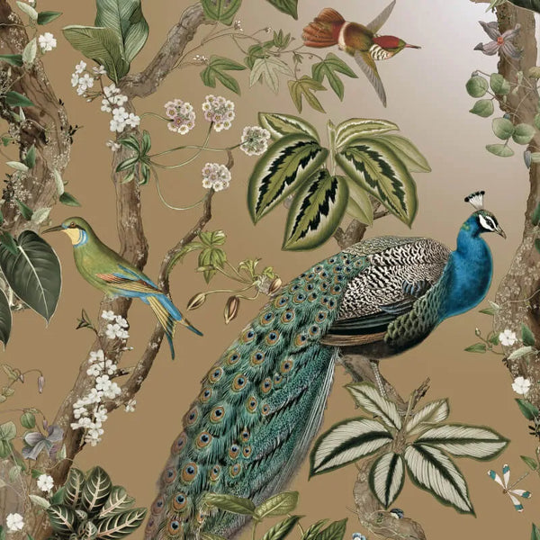 Holden Decor Whispering Peacock Woods Metallic Wallpaper