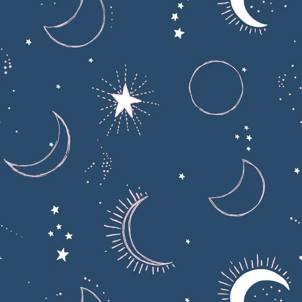 Muriva Cosmic Moon Sun Stars Children Blue Metallic Wallpaper