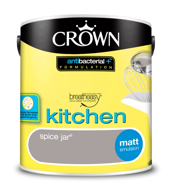 Crown Antibacterial Matt Kitchen Paint 2.5 L - Spice Jar