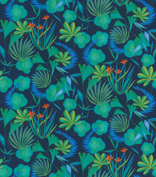 Rasch Botanical Leaves Navy Wallpaper 466607