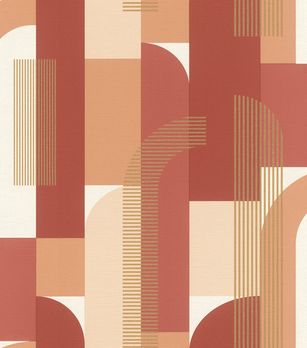 Retro Art Deco Red Wallpaper