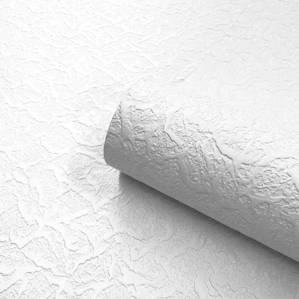 Belgravia Cracked Ice White Paintable Vinyl Wallpaper