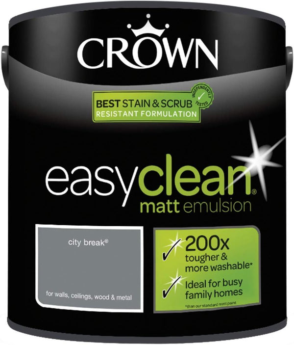 Crown Easyclean Matt Emulsion Wall and Ceiling Paint 2.5L - City Break