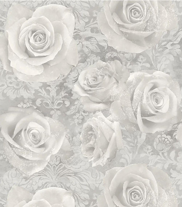 Sample WPE® Soft Grey Roses Floral Wallpaper
