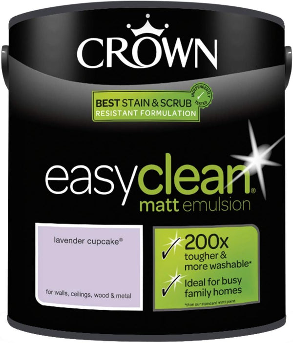 CROWN Easy Clean MATT Emulsion Multi Surface Paint 2.5L - Lavender Cupcake