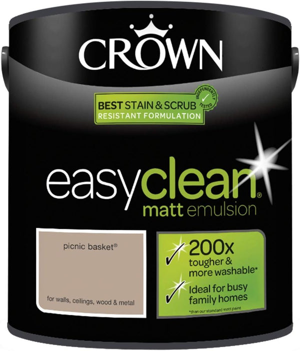 CROWN Easy Clean MATT Emulsion Multi Surface Paint 2.5L - Picnic Basket