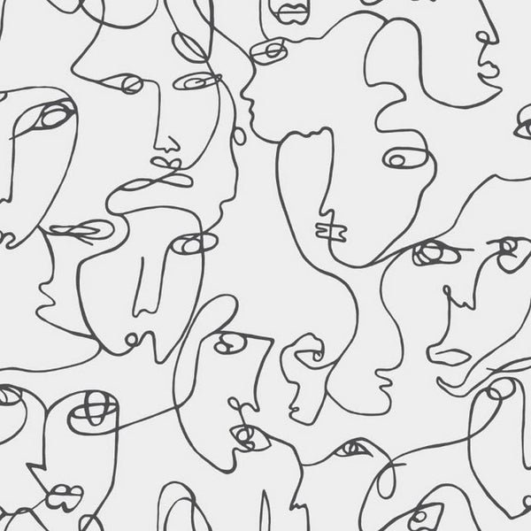 Holden Decor Abstract Faces White Wallpaper