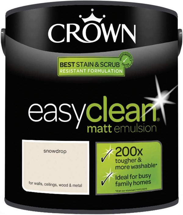 CROWN Easy Clean MATT Emulsion Multi Surface Paint 2.5L - Snowdrop
