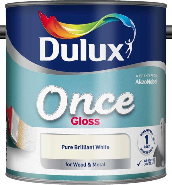 Dulux Once Gloss Pure Brilliant White Wood & Metal Paint - 2.5L
