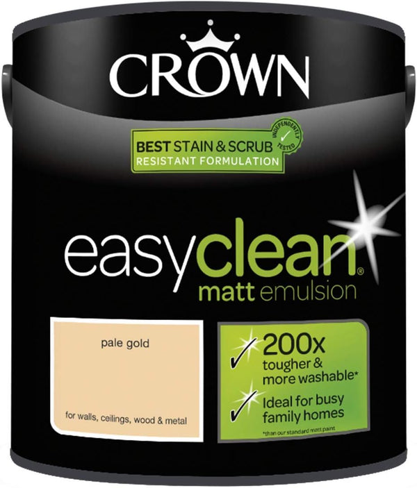 CROWN Easy Clean MATT Emulsion Multi Surface Paint 2.5L - Pale Gold