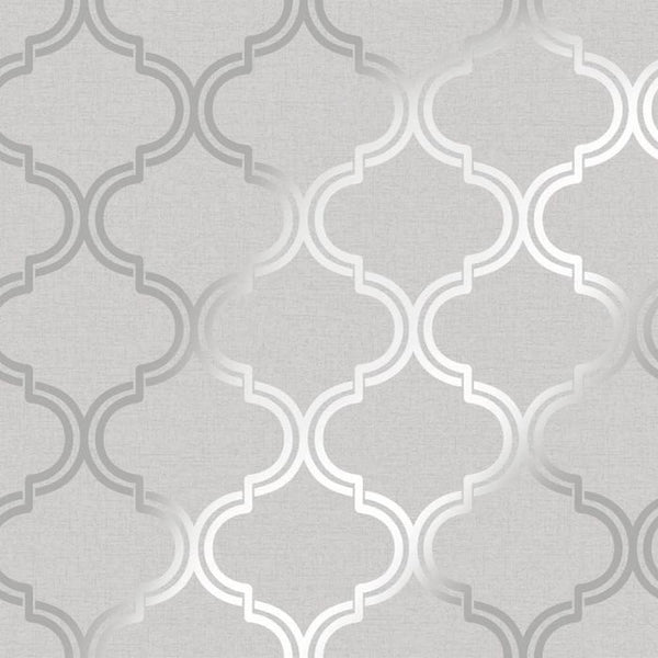 Holden Decor Glistening Geo Grey Silver Wallpaper