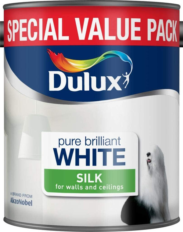 Dulux Silk Pure Brilliant White Walls & Ceiling Paint - 3L