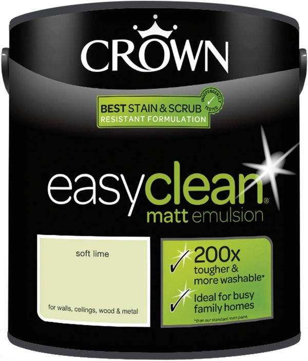 Crown Easyclean Matt Emulsion Wall and Ceiling Paint 2.5L - Soft Lime