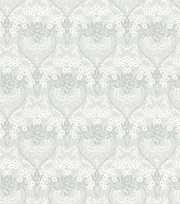 Sophia Damask Floral Grey Wallpaper