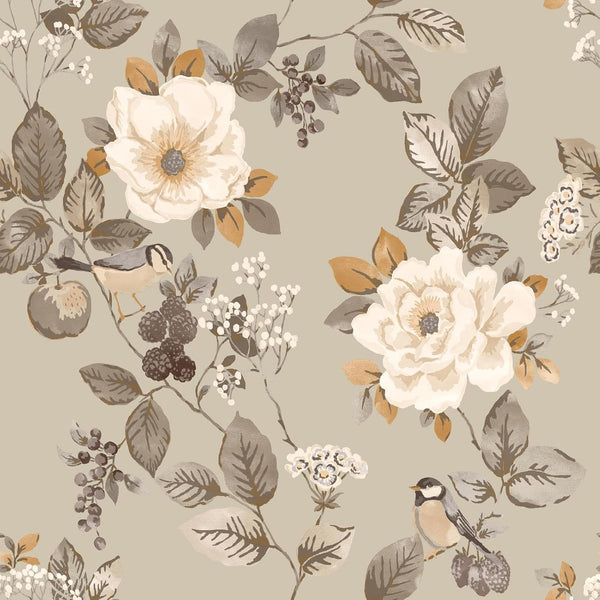 Belgravia Bramble Beige Floral Wallpaper