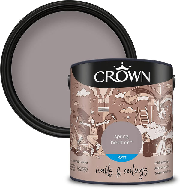 Crown Matt Emulsion Wall and Ceiling Paint 2.5L - Spring Heather
