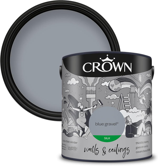 Crown Silk Emulsion Wall and Ceiling Paint 2.5L - Blue Gravel