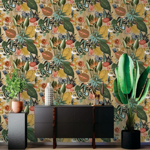 Holden Decor Wonderland Tropical Leaves & Animal Wallpaper