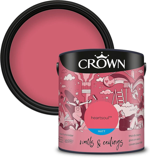 Crown Matt Emulsion Wall and Ceiling Paint 2.5L - Heartsoul
