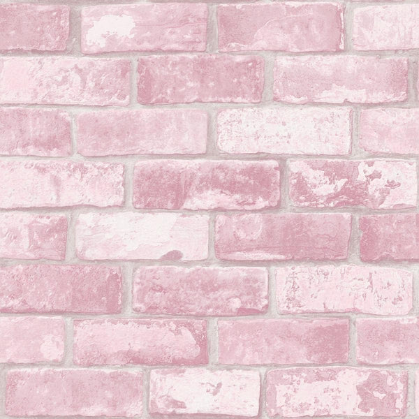 Debona Pink Glitter Brick Effect Wallpaper