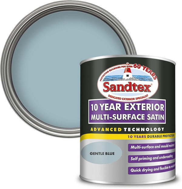 Sandtex 10 Year Multi Surface Satin Paint 750ml - Gentle Blue