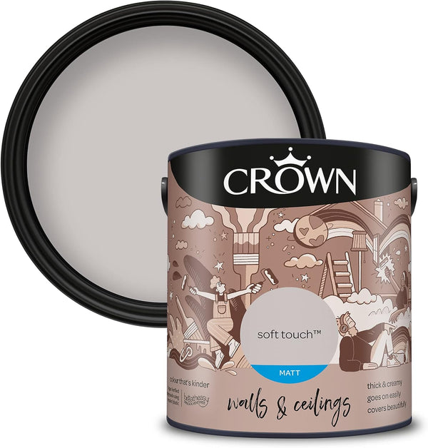 Crown Matt Emulsion Wall and Ceiling Paint 2.5L - Soft Touch
