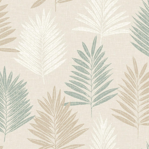 Sample WPE® Linen Palm Chic Leaf Sage & Soft Gold Wallpaper