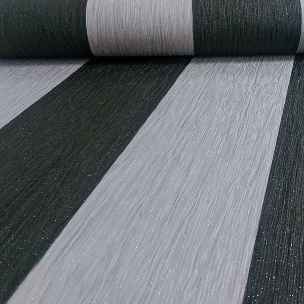 Debona Crystal Stripe Glitter Vinyl Silver Black Wallpaper