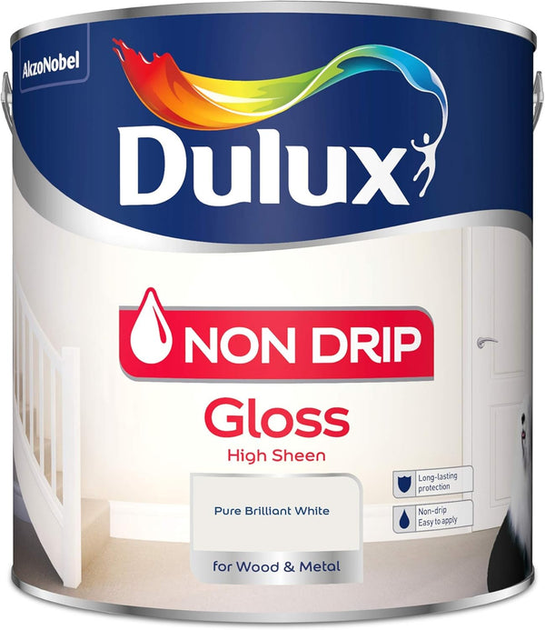 Dulux Non Drip Gloss High Sheen Wood And Metal 2.5L - Pure Brilliant White