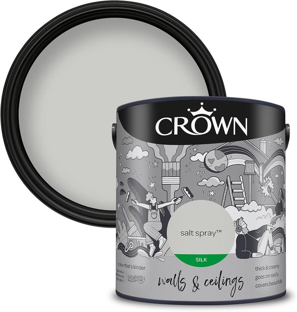 Crown Silk Emulsion Wall and Ceiling Paint 2.5L - Salt Spray