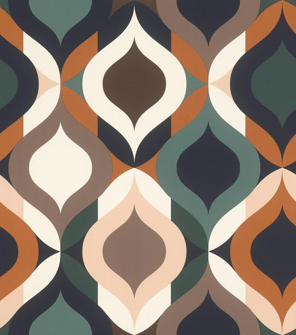 Rasch Green Vinyl Geometric Wallpaper