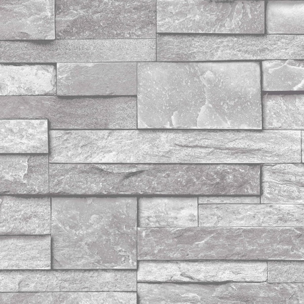 3D Slate Stone Brick Effect Wallpaper