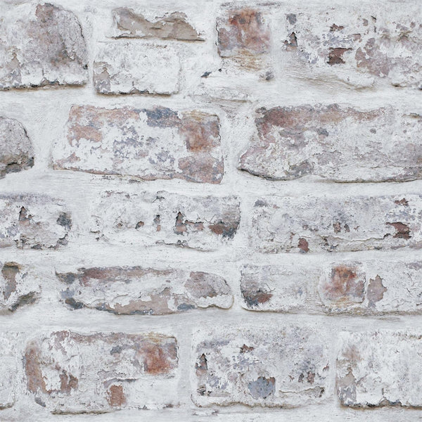 Arthouse Whitewash Industrial Grey Brick Wallpaper