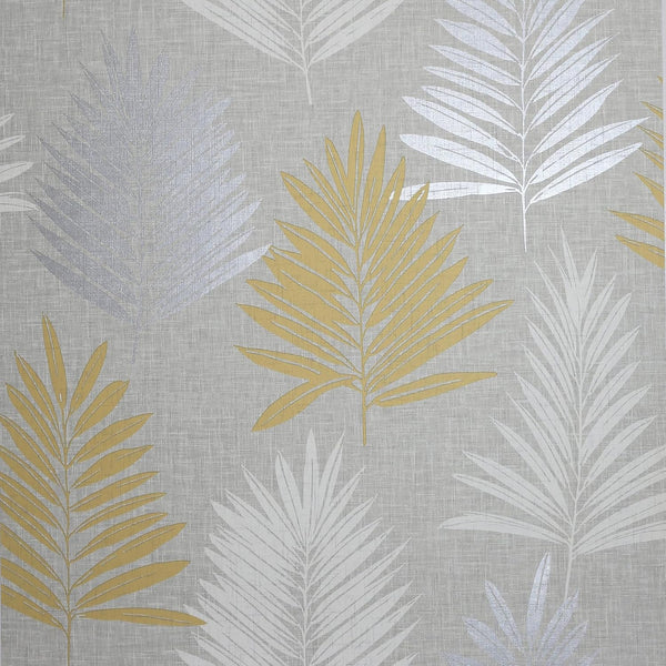 Arthouse Textured Linen Palm Ochre/Grey