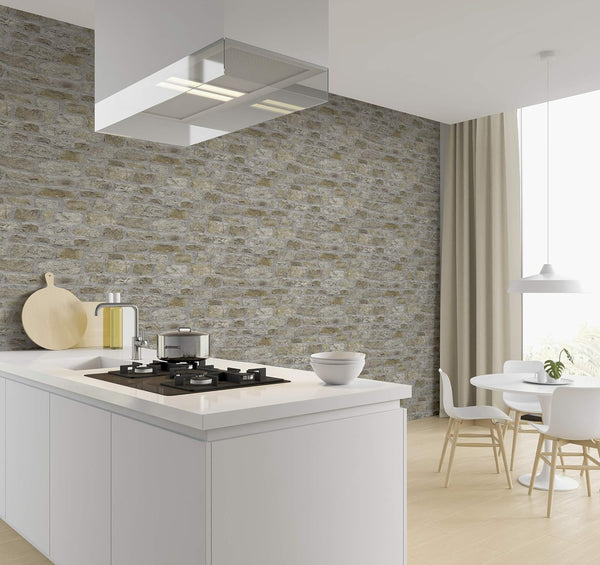 Country Stone Brown Wallpaper