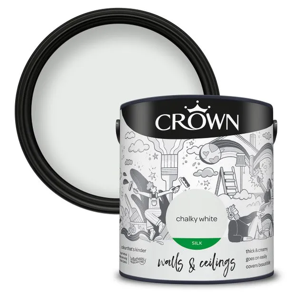 Crown Silk Emulsion Wall and Ceiling Paint 2.5L - Chalky White