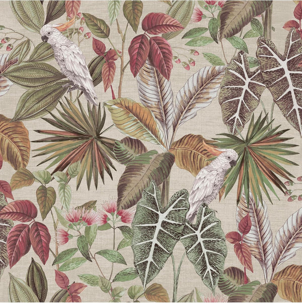 Arthouse Vintage Parrot Multi Vinyl Wallpaper