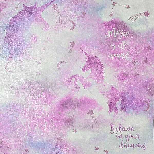 Arthouse Galaxy Unicorn Blush Glitter Wallpaper