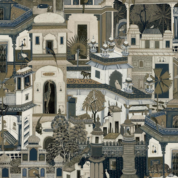 Holden Animal Moroccan City Wallpaper - Navy