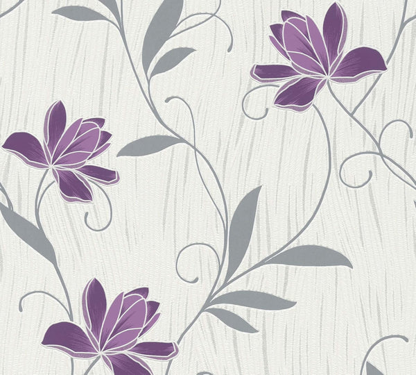 AS Creation Styleguide Jung Textured Purple Floral Wallpaper