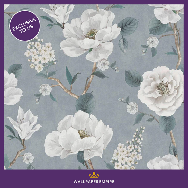 WPE Ashley Floral Light Blue Wallpaper