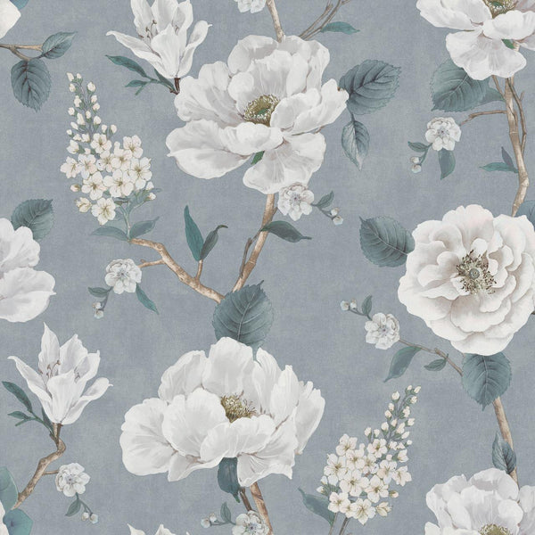WPE Ashley Floral Light Blue Wallpaper