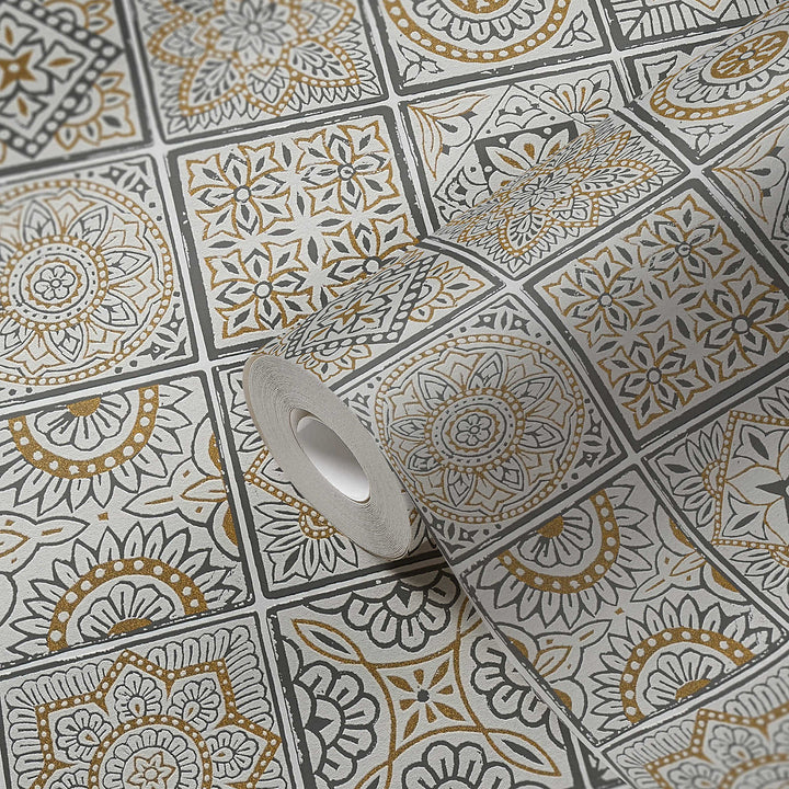 Sample Moroccan Patchwork Tile Effect Wallpaper by A.S. Creation ...