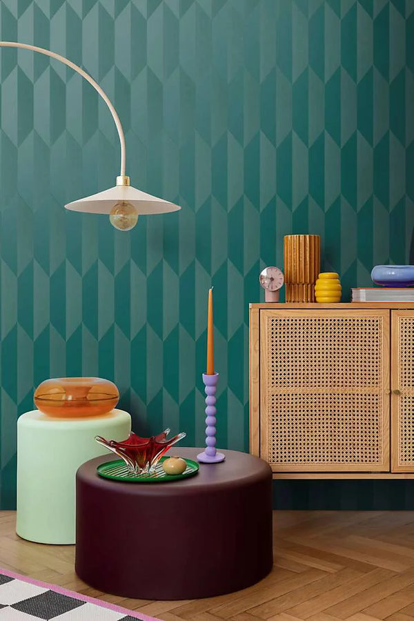 CosmoLiving Geometric Emerald Wallpaper