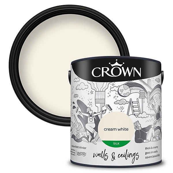Crown Silk Emulsion Wall and Ceiling Paint 2.5L - Cream White