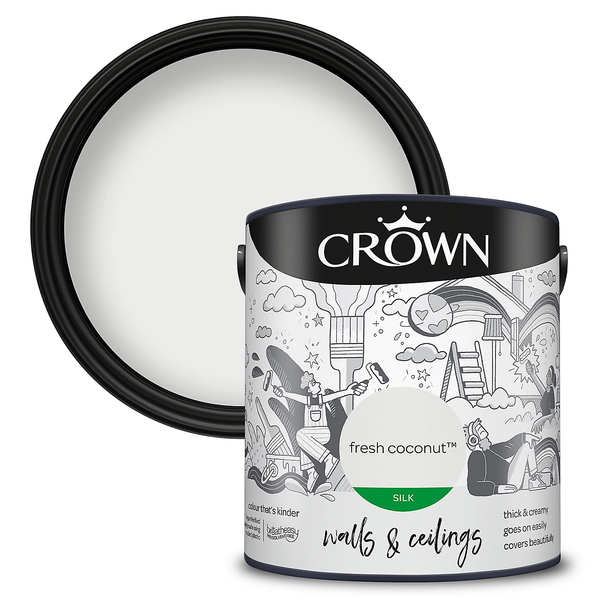 Crown Silk Emulsion Wall and Ceiling Paint 2.5L - Fresh Coconut