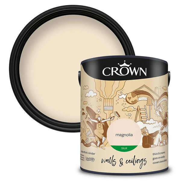 Crown Silk Emulsion Wall and Ceiling Paint 5L - Magnolia